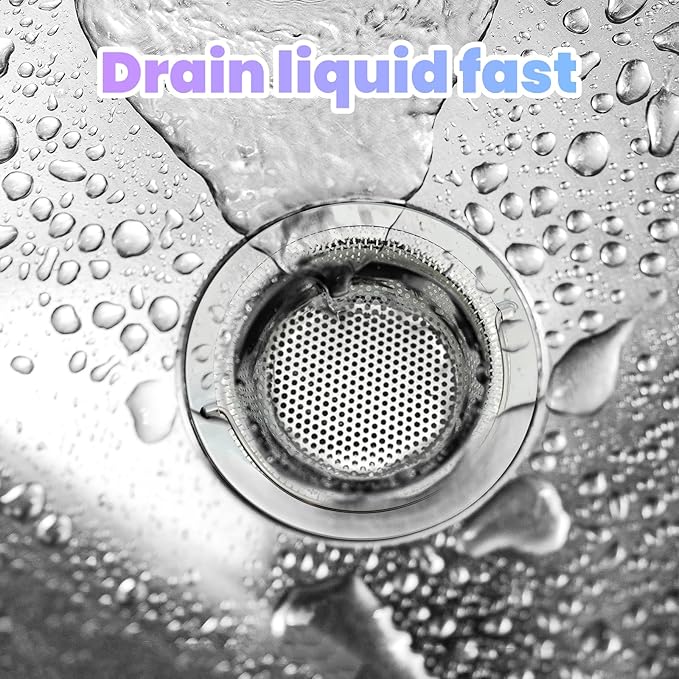 2 Pack Kitchen Sink Drain Strainer with Handle, Stainless Steel Large Kitchen Sink Drain Basket Food Catcher, Outer Diameter 4.5 Inch, Rust Free