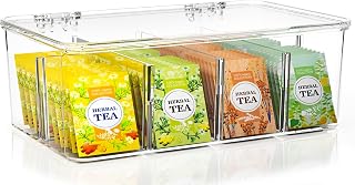 Tea Bag Organizer with Lids, Stackable Tea Box, 1 Pack, Clear
