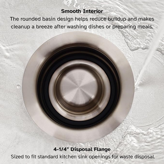 Westbrass A2165-07 4-1/4" OD Post Style Large Kitchen Basket Strainer with Waste Disposal Flange and Stopper Drain Set, Satin Nickel
