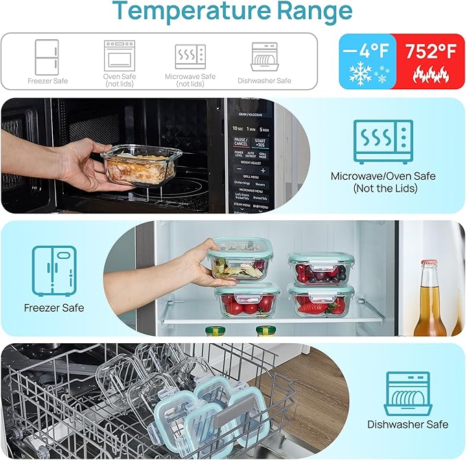 5Pack 17.5oz Glass Storage Containers with Lids