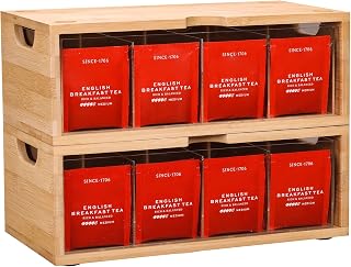 Bamboo Stackable Tea Bag Organizer, 2-Piece