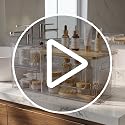 Under Sink Organizer 3 in 1, Stackable Acrylic Bathroom Storage, Trash Bag Dispenser and Dishwasher Pods Holder for Kitchen and Laundry Room Organization