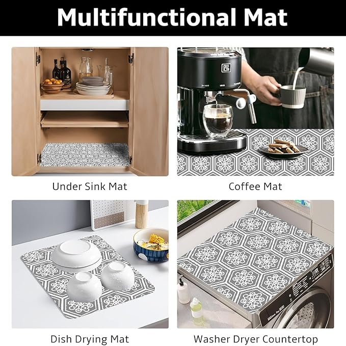 Under The Sink Mat, 24 X 36 in, Durable & Waterproof Premium Mats to Protect Kitchen & Bathroom Cabinets, Absorbent & Easy to Clean Shelf Liner, Grey