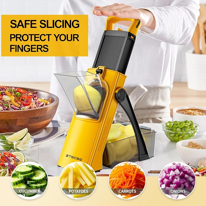 ZTQCSQ Upright Adjustable Mandoline Slicer - Yellow