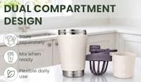 Insulated Stainless Steel Shaker Bottle, Protein Shaker with Storage Cup & Built-In Whisk, 15 oz Bottle + 5 oz Storage - Image 3