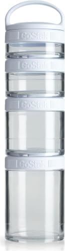 BlenderBottle GoStak Tritan Twist n' Lock Storage Jars White,11.8 Ounces,4 Count (Pack of 12) by BlenderBottle