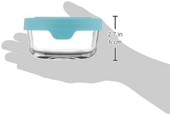 2 Cup Glass Storage Containers with Lids, Set of 6 Glass Food Storage Containers with Mineral Blue TrueSeal Lids