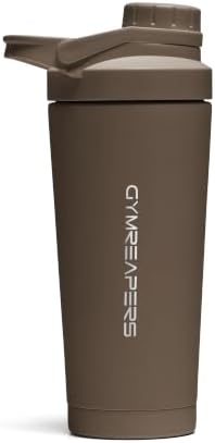 Gymreapers Stainless Steel Protein Shaker Bottle - Double Wall Insulated, Leak Proof, BPA-Free Metal Vacuum Blender Cup For Gym, Sports, Pre & Post-Workout Cold Hydration - 26 OZ (Toffee) by Gymreapers