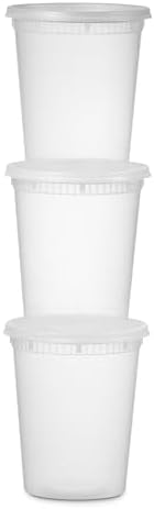 24 Pack 32 Oz Plastic Deli Containers with Lids, Clear Food Storage