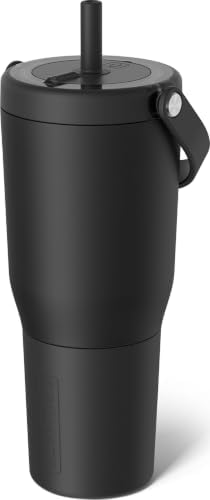 BrüMate Resa 35oz 100% Leakproof Travel Tumbler w/Handle & Straw | Flexible SoftSip Straw | Silicone Sleeve for Durability | Stainless Steel | Cup Holder & Travel Friendly Water Bottle (Matte Black) by Br%C3%BCMate