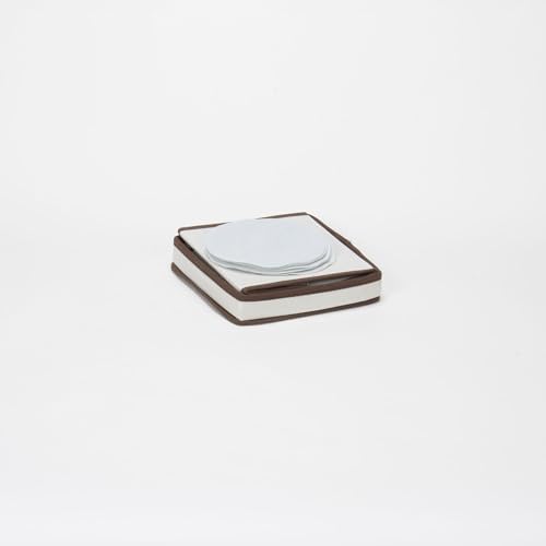 Saucer Storage Box, Holds 12 Saucers with Felt Protectors, Windowed Panel, 2 Riveted Handles, Foldable and Stackable Box