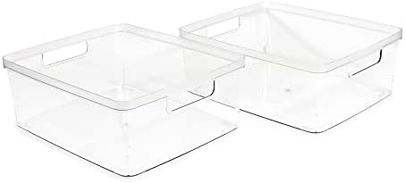 2-Pack Large Clear Storage Bins (11.5” L x 14” W x 5.5” H)