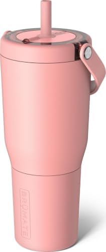 BrüMate Resa 35oz 100% Leakproof Travel Tumbler with Handle & Straw | Flexible SoftSip Straw | Silicone Sleeve for Durability | Stainless Steel | Cup Holder & Travel Friendly Water Bottle | (Guava) by Br%C3%BCMate