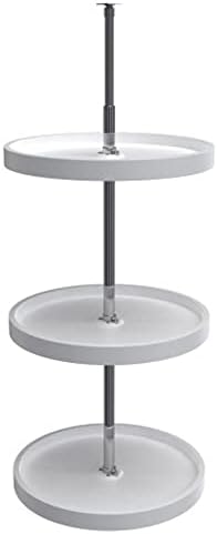 18 Inch 3 Tier Full Circle Lazy Susan for H Corner Kitchen Cabinets, Large Plastic Home Storage Rotating Shelves, White, 6013-18-11-526