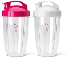 nutribullet® 24 oz To-Go Cups and colored flip-top lids (Pink/White) by Unknown