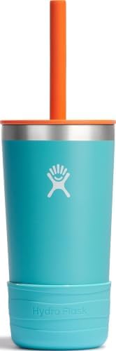 Hydro Flask Kids 12 Oz Tumbler with Lid and Straw for School - Insulated Stainless Steel in Seaspray Blue
