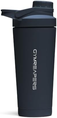 Gymreapers Stainless Steel Protein Shaker Bottle - Double Wall Insulated, Leak Proof, BPA-Free Metal Vacuum Blender Cup For Gym, Sports, Pre & Post-Workout Cold Hydration - 26 OZ (Navy) by Gymreapers