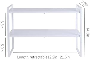 2-Tier Expandable Organizer Shelf for Kitchen Cabinet, Countertop, Pantry & Under-Sink Storage(white)