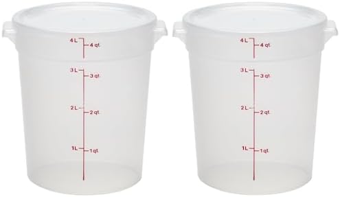 Food Storage Containers with Lids (BPA-Free) - 4 Quart - Food Grade Buckets with Lids (2 Pack) - For Dough Proofing and Brining (Translucent)