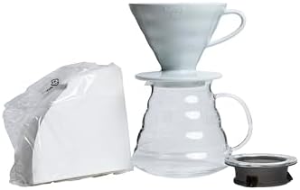 V60 Coffee Pour Over Kit - Includes 02 Ceramic Dripper, Glass Range Server, and 100ct Filters