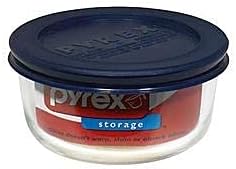7200 (2-Cup) Glass Bowl With Dark Blue Lid (6 Pack) - Made in USA