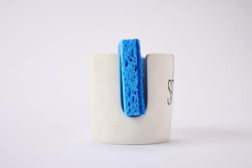 Ceramic Sponge Holder for Kitchen Sink, White Sponge Caddy