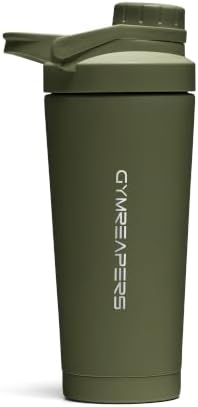 Gymreapers Stainless Steel Protein Shaker Bottle - Double Wall Insulated, Leak Proof, BPA-Free Metal Vacuum Blender Cup For Gym, Sports, Pre & Post-Workout Cold Hydration - 26 OZ (OD Green) by Gymreapers