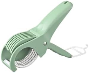 Manual Food Slicer, Stainless Steel Kitchen Cutter Ideal for eggs, strawberries, kiwis, and mushrooms Effortless press-and-slice design Space-saving hanging hook (Green) by Zyntrytong