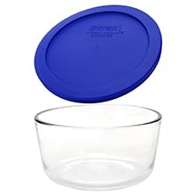 Pyrex 7201 4 Cup Glass Bowls & 7201-PC Cadet Blue Food Storage Replacement Lids (4-Pack) - Made in USA