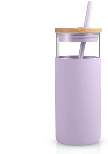 20 oz Glass Tumbler with Lids and Straws, Reusable Iced Coffee Cups