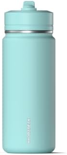 Mini 20oz Water Bottle with Straw Lid, Stainless Steel Double Wall Insulated | Leak-Proof and Spill-Proof Bottle for School, Kids, Cold 24 Hours (Alpine)