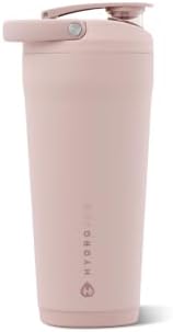 HydroJug Insulated Protein Shaker Bottle 24 oz, Silent Mixing, Dusty Rose by Hydrojug