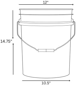 5 Gallon Buckets pails with Screw on Airtight Black Lids - Food Grade - BPA Free -(Pack of 3) Made in USA