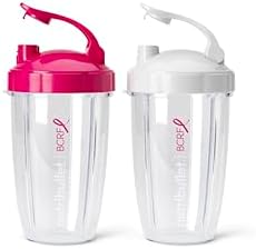 nutribullet® 24 oz To-Go Cups and colored flip-top lids (Pink/White) - Image 2