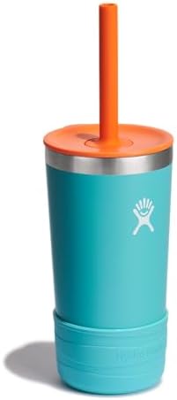Hydro Flask Kids 12 Oz Tumbler with Lid and Straw for School - Insulated Stainless Steel in Seaspray Blue