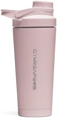 Gymreapers Stainless Steel Protein Shaker Bottle - Double Wall Insulated, Leak Proof, BPA-Free Metal Vacuum Blender Cup For Gym, Sports, Pre & Post-Workout Cold Hydration - 26 OZ (Pink) by Gymreapers