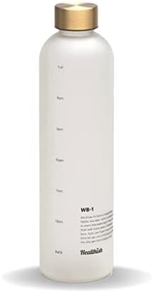 Motivational Water Bottle, Hourly Time Marked, 1L 33oz, Hydration Tracker