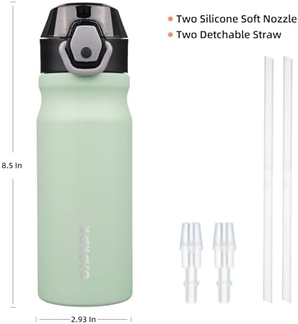 BJPKPK 18 oz Water Bottle with Straw & Handle, Insulated Stainless Flask - Image 4
