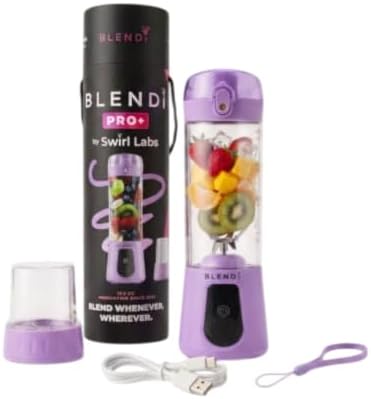 BLENDi Pro+ Portable Blender (17.5oz, Purple) – Powerful Ice Crushing 120W Motor, USB-C Rechargeable, Cordless Personal Blender Smoothies, Shakes & More – BPA-Free, Self-Cleaning, Travel-Friendly by BLENDi