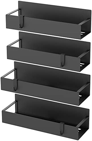 Metal Magnetic Spice Rack for Refrigerator Black, 4 Pack