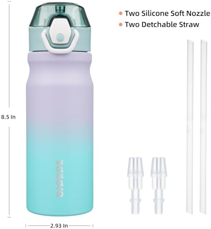 BJPKPK 18 oz Water Bottle with Straw & Handle, Insulated Stainless Flask - Image 4