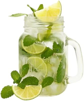 Mason Jar 21 oz with Handle – Set of 4 Clear Glass Drinking Mugs for Iced Beverages, Smoothies, Cocktails | Vintage Style for Home, Bar, and Events