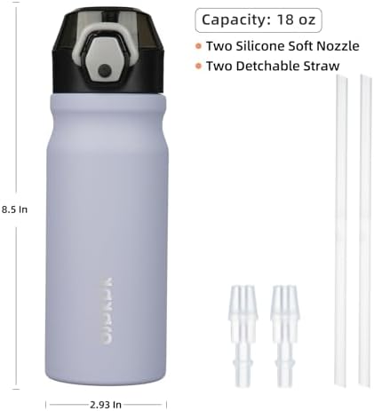 BJPKPK 18 oz Water Bottle with Straw & Handle, Insulated Stainless Flask - Image 4