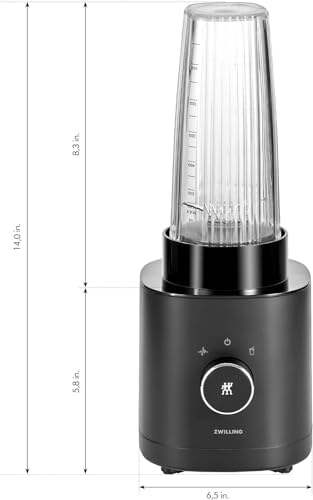 ZWILLING Enfinigy Personal Blender, Piranha Teeth Cross Blade for Ultimate Blending, Smoothies, Shakes and More, 20 fl oz Breakproof Travel Cup with Lid, BPA Free, Black - Image 3