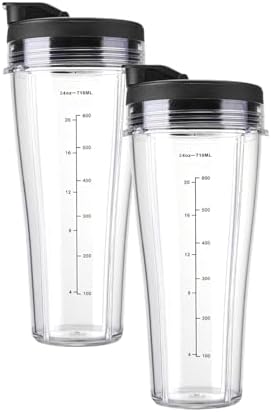 Blender Replacement Parts,Compatible For SS101, 24 oz.Slim Single-Serve Cups Kit with To-Go Lids, Fits SS100, SS300, SS400(2PCS 24OZCup and Lid) by Unknown