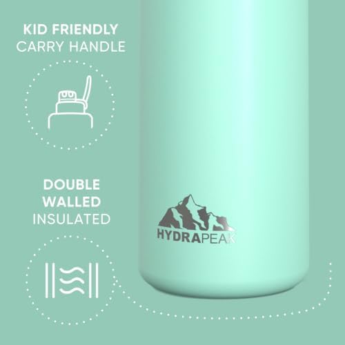 Mini 20oz Water Bottle with Straw Lid, Stainless Steel Double Wall Insulated | Leak-Proof and Spill-Proof Bottle for School, Kids, Cold 24 Hours (Alpine)