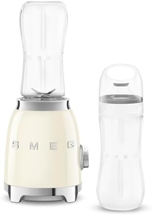SMEG 50's Retro Style Personal Blender with Backlit Knob and Two 600 ML BPA Free bottles PBF01CRUS Cream - Image 2