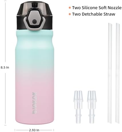BJPKPK 18 oz Water Bottle with Straw & Handle, Insulated Stainless Flask - Image 4