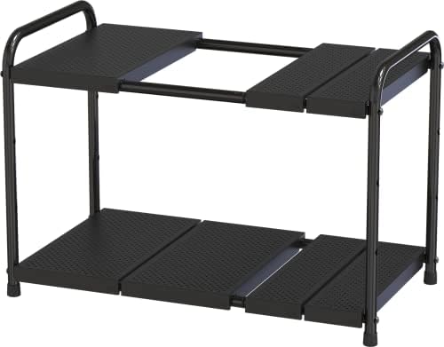 Under Sink 2 Tier Expandable Shelf Organizer, Black
