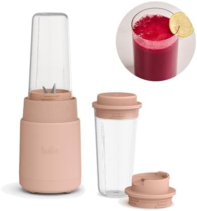 bella 6 Pcs Portable Rocket Blender, Juicer & Smoothie Maker, Press & Twist Design, EverGood™ & BPA Free Dishwasher Safe Parts, 4 Tip Stainless Steel Blade, Cord Wrap, 240 Watt Motor, Blossom by bella